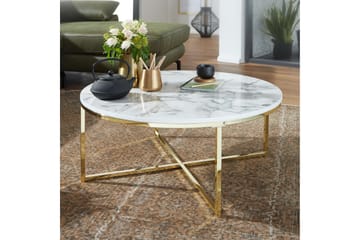 Soffbord Clanton 80 cm Runt - Vit/Grå/Guld - Möbler - Bord & matgrupp - Soffbord