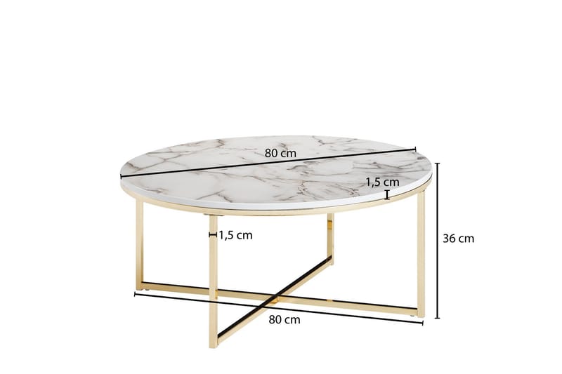 Soffbord Clanton 80 cm Runt - Vit/Grå/Guld - Möbler - Bord & matgrupp - Soffbord