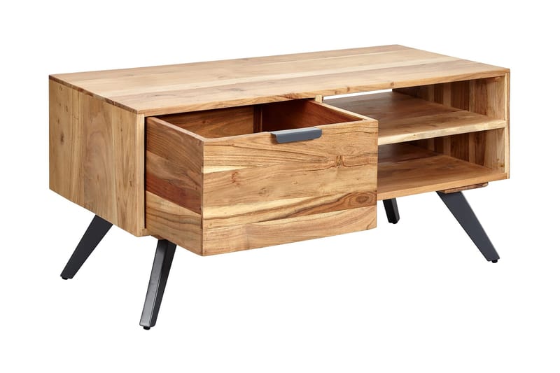 Soffbord Clanton 95 cm med Förvaring Låda + 2 Hyllor - Brun/Svart - Möbler - Bord & matgrupp - Soffbord