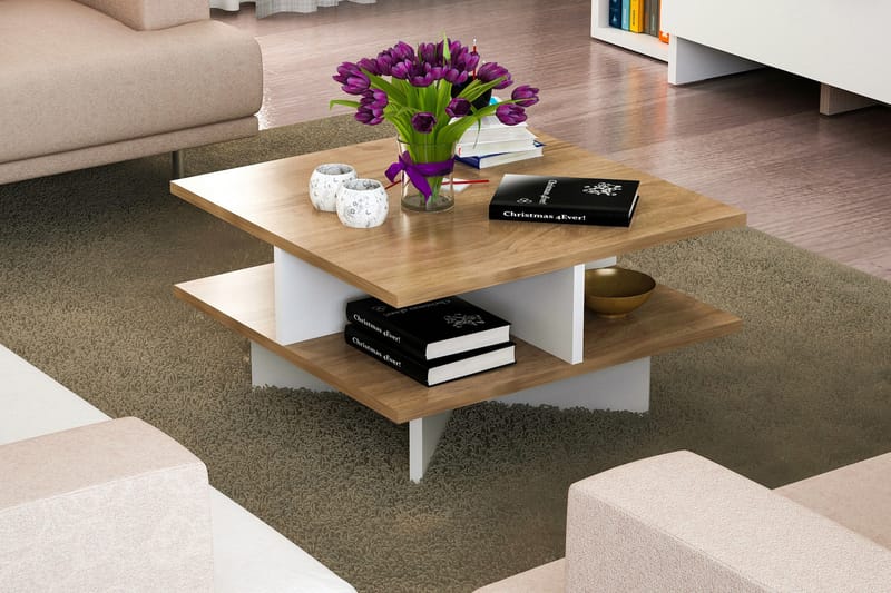 Soffbord Clora 60 cm - Valnötsbrun/Vit - Möbler - Bord & matgrupp - Soffbord