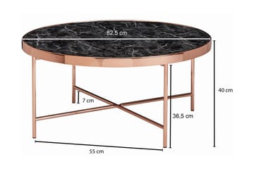 Soffbord Coplow 83 cm Runt Marmormönster - Glas/Svart/Mässing - Möbler - Bord & matgrupp - Soffbord