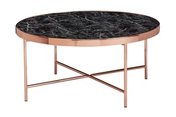 Soffbord Coplow 83 cm Runt Marmormönster - Glas/Svart/Mässing - Möbler - Bord & matgrupp - Soffbord