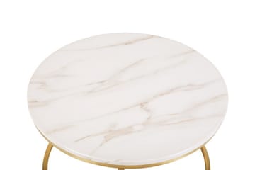 Soffbord Corbelin 70 cm Runt Marmormönster - Vit/Guld - Möbler - Bord & matgrupp - Soffbord