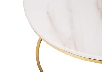 Soffbord Corbelin 70 cm Runt Marmormönster - Vit/Guld - Möbler - Bord & matgrupp - Soffbord