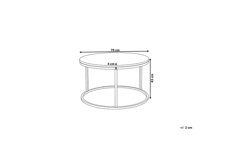 Soffbord Corbelin 70 cm Runt Marmormönster - Vit/Koppar - Marmorbord - Soffbord