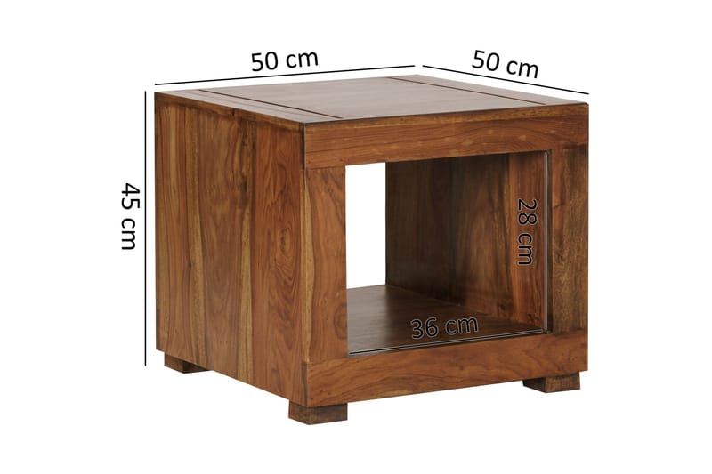 Soffbord Cumens 50 cm med Förvaring Hylla - Massivt Trä - Soffbord
