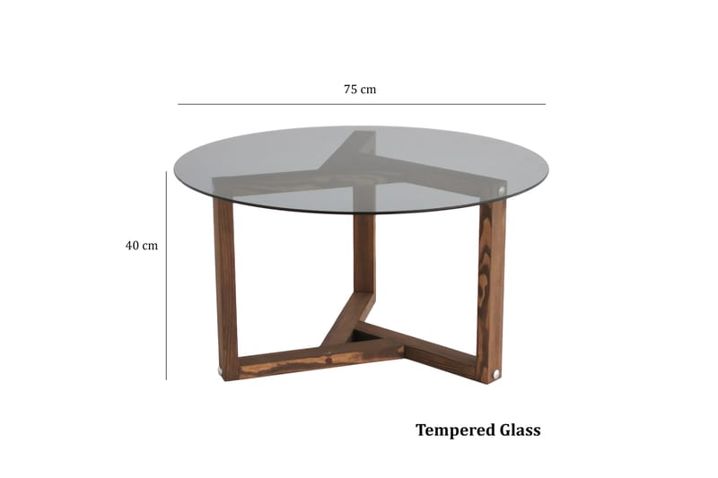 Soffbord Dander 75 cm Runt - Rökfärgat/Teak - Soffbord