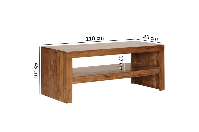 Soffbord Danieljr 110 cm med Förvaring Hylla - Massivt Trä - Soffbord