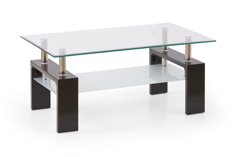 Soffbord Demitranila 100 cm med Förvaring Hylla - Glas/Brun - Soffbord