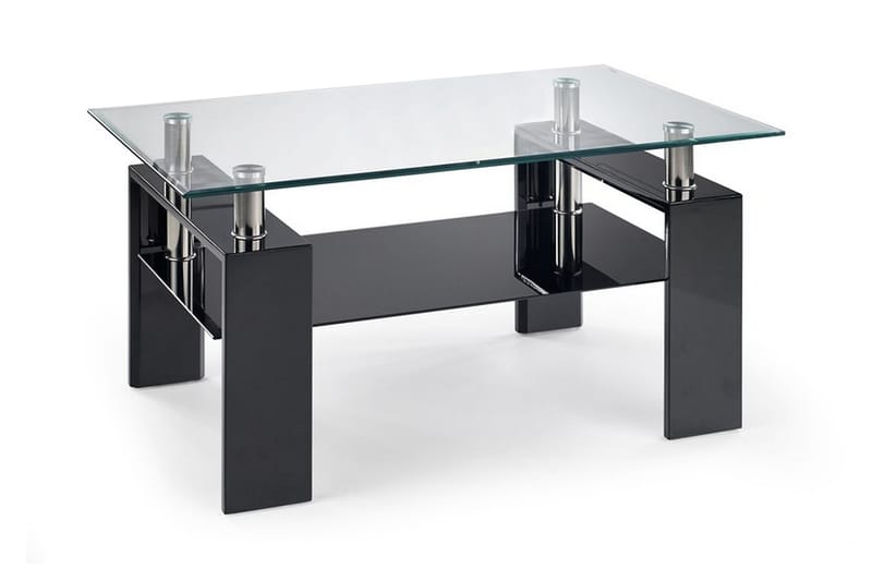 Soffbord Demitranila 110 cm med Förvaring Hylla - Glas/Svart - Soffbord