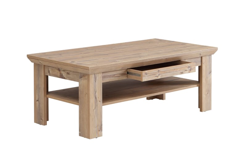 Soffbord Deutch 120 cm med Förvaring Hylla + Låda - Brun - Möbler - Bord & matgrupp - Soffbord