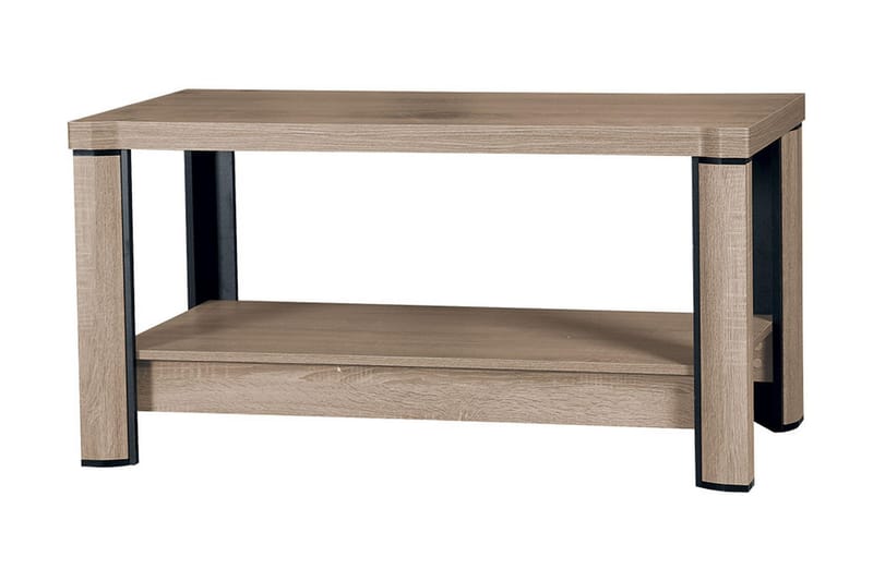 Soffbord Domineck 120 cm med Förvaring Hylla - Ekfärg/Beige/Grå - Soffbord