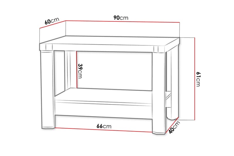 Soffbord Domineck 90 cm med Förvaring Hylla - Ekfärg/Beige/Grå - Soffbord