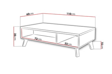 Soffbord Dudley 110 cm med Förvaring Hyllor - Natur/Svart - Möbler - Bord & matgrupp - Soffbord