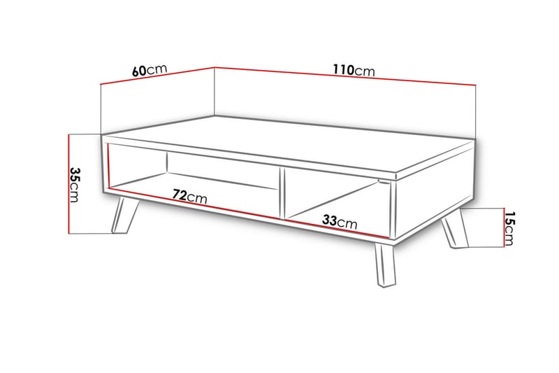 Soffbord Dudley 110 cm med Förvaring Hyllor - Natur/Svart - Möbler - Bord & matgrupp - Soffbord