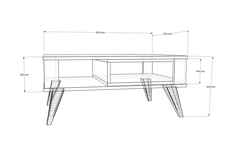 Soffbord Dumö 90 cm med Förvaring Hylla - Brun/Vit - Soffbord