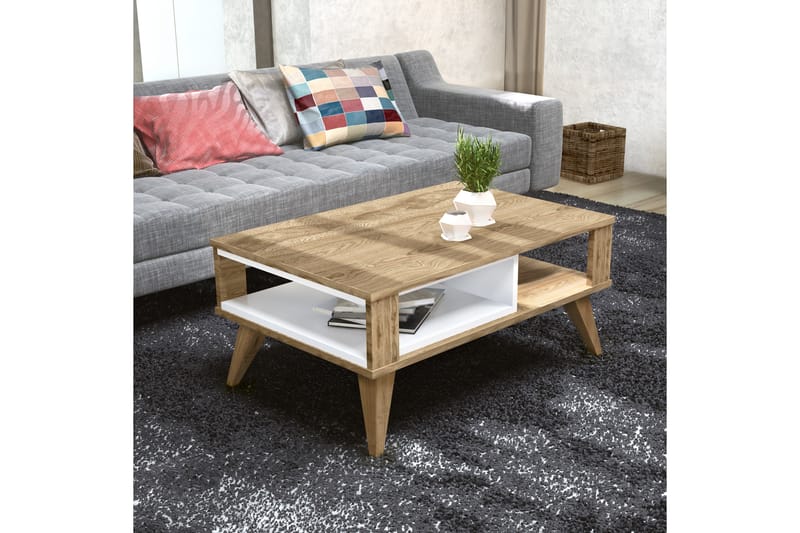 Soffbord Dumö 90 cm med Förvaring Hylla - Brun/Vit - Möbler - Bord & matgrupp - Soffbord