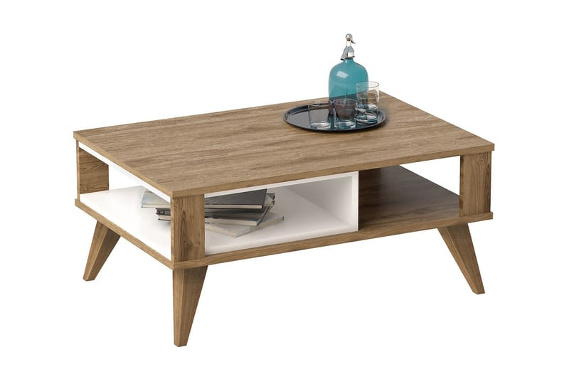 Soffbord Dumö 90 cm med Förvaring Hylla - Brun/Vit - Möbler - Bord & matgrupp - Soffbord