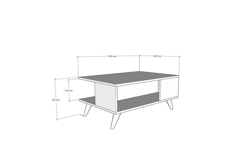 Soffbord Dzelda 90 cm med Förvaring Hylla Marmormönster - Valnötsbrun/Svart - Soffbord