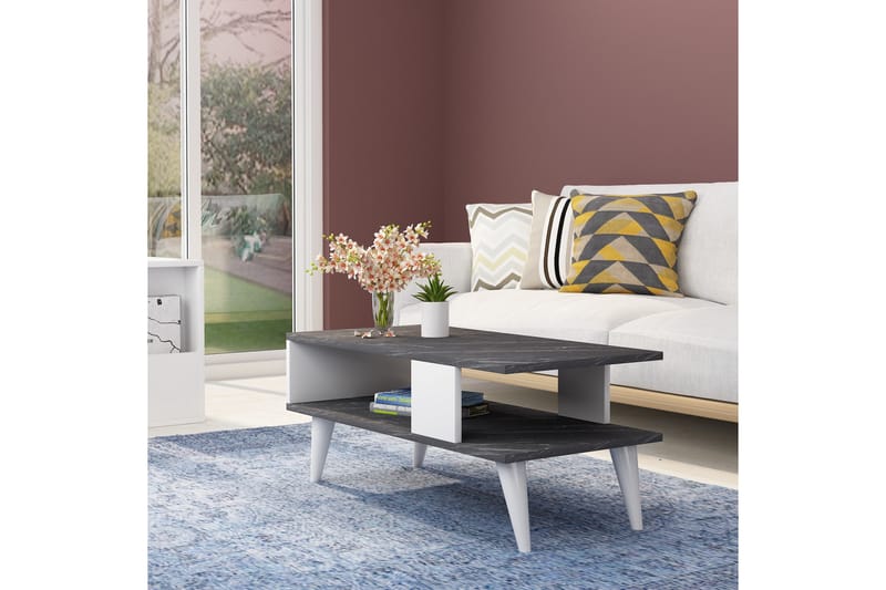 Soffbord Elmvale 90x40x90 cm - Svart/Vit - Möbler - Bord & matgrupp - Soffbord