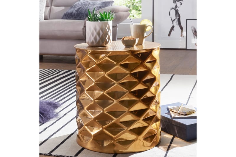Soffbord Fetterdale 44 cm Runt - Guld - Möbler - Bord & matgrupp - Soffbord