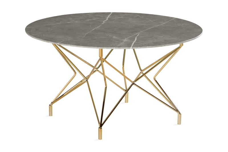 Soffbord Flinthill 90 cm Marmormönster Runt - Glas/Grå/Mässing - Soffbord - Marmorbord