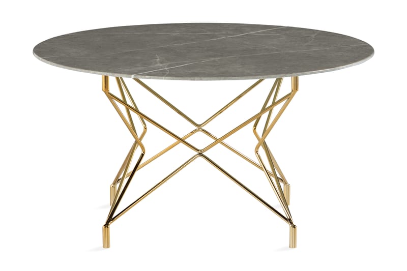 Soffbord Flinthill 90 cm Marmormönster Runt - Glas/Grå/Mässing - Soffbord - Marmorbord