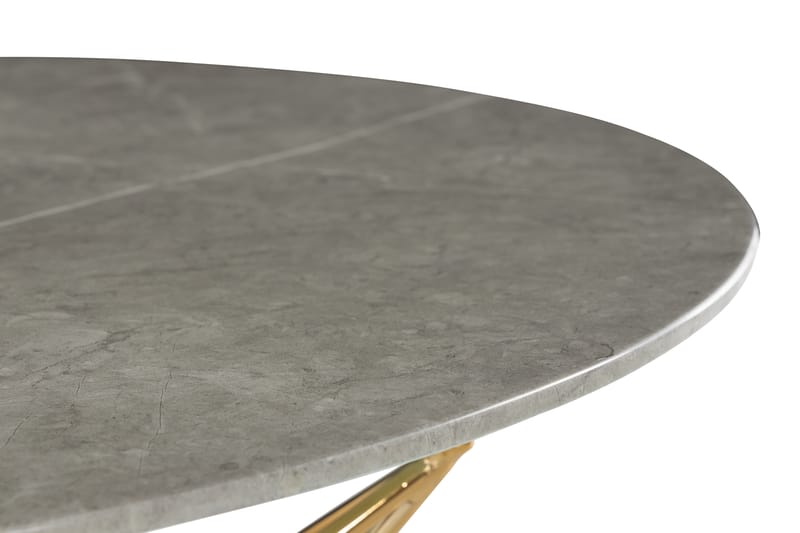 Soffbord Flinthill 90 cm Marmormönster Runt - Glas/Grå/Mässing - Soffbord - Marmorbord