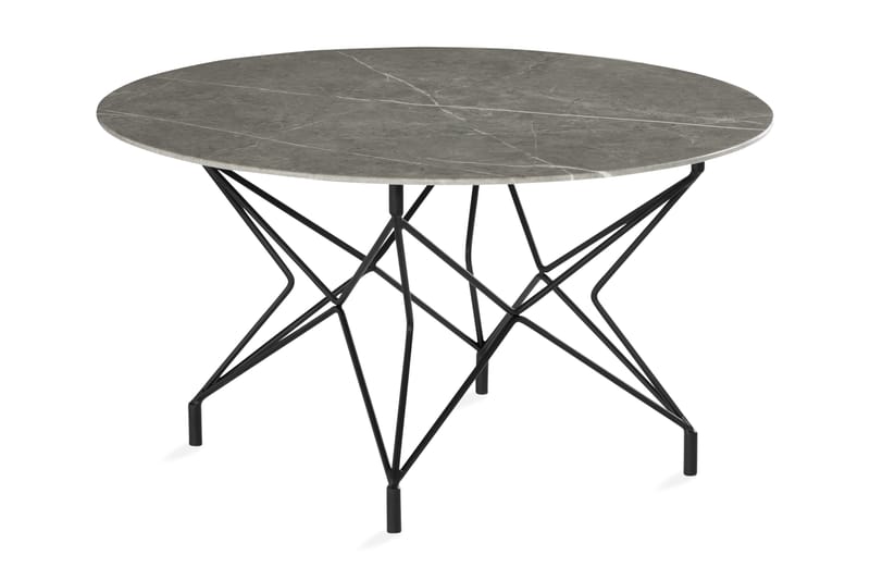 Soffbord Flinthill 90 cm Marmormönster Runt - Glas/Grå/Svart - Soffbord