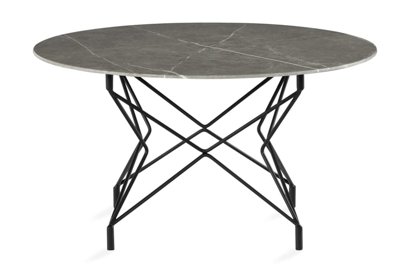 Soffbord Flinthill 90 cm Marmormönster Runt - Glas/Grå/Svart - Soffbord
