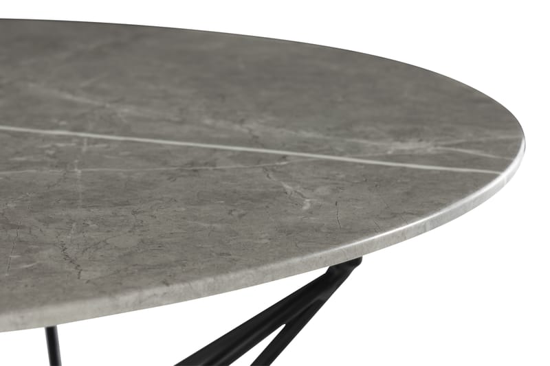 Soffbord Flinthill 90 cm Marmormönster Runt - Glas/Grå/Svart - Soffbord