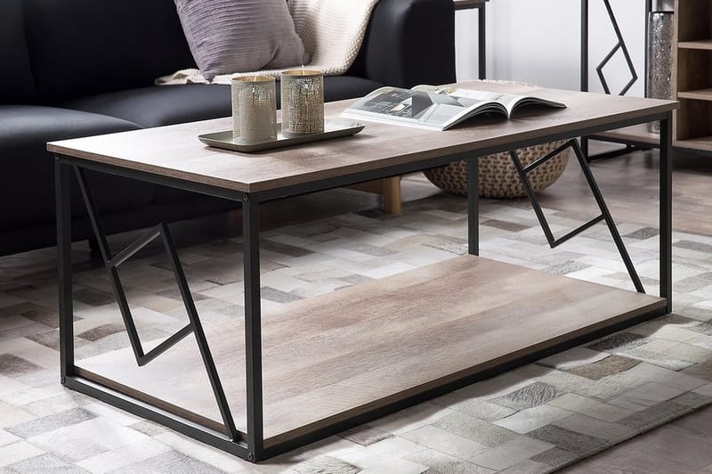 Soffbord Forrieres 120 cm med Förvaring Hylla - Mörkbrun/Svart - Möbler - Bord & matgrupp - Soffbord