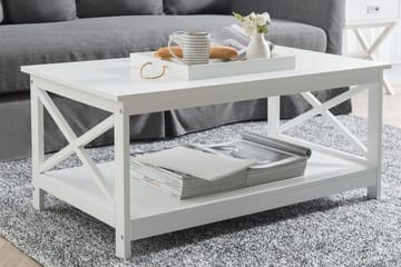 Soffbord Fostrie 100 cm med Förvaring Hylla - Vit - Möbler - Bord & matgrupp - Soffbord
