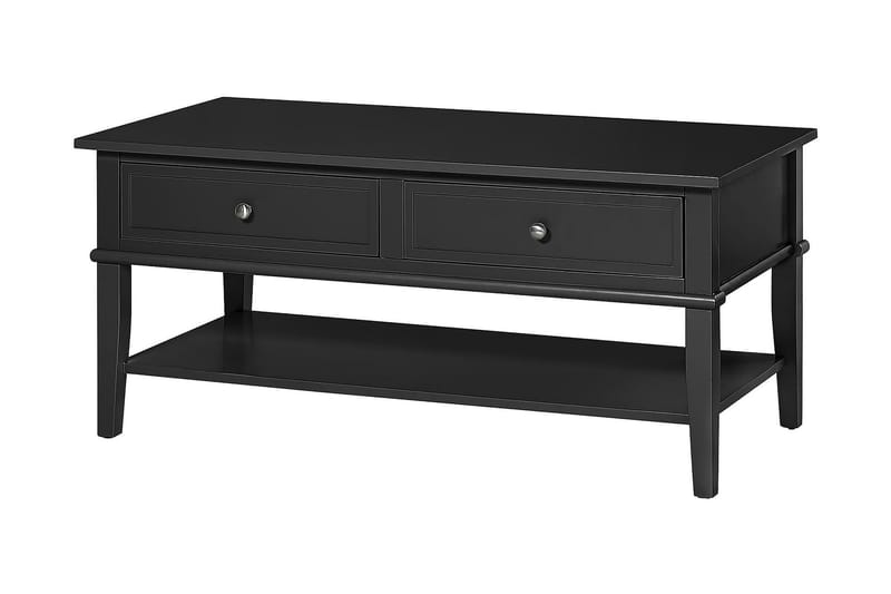 Soffbord Franklin 105 cm med Förvaring Hylla + 2 Lådor Svart - Dorel Home - Soffbord