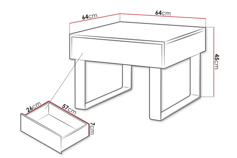 Soffbord Frick Litet 64 cm med Förvaring Låda - Svart - Möbler - Bord & matgrupp - Soffbord