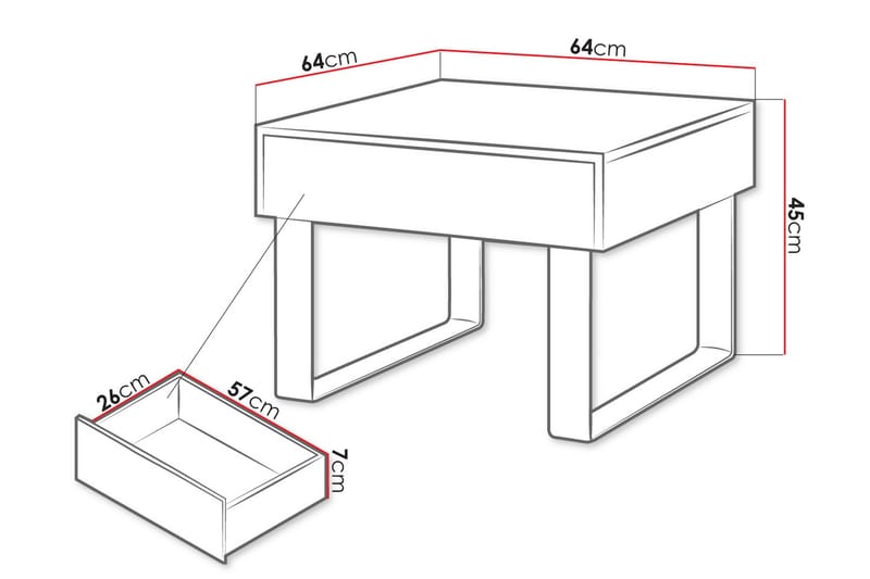 Soffbord Frick Litet 64 cm med Förvaring Låda - Svart - Soffbord