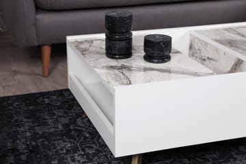 Soffbord Fridaria 90 cm med Förvaring Marmormönster - Vit/Mörkbrun - Möbler - Bord & matgrupp - Soffbord