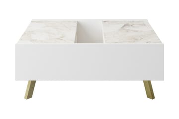 Soffbord Fridaria 90 cm med Förvaring Marmormönster - Vit/Mörkbrun - Möbler - Bord & matgrupp - Soffbord