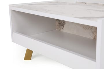 Soffbord Fridaria 90 cm med Förvaring Marmormönster - Vit/Mörkbrun - Möbler - Bord & matgrupp - Soffbord