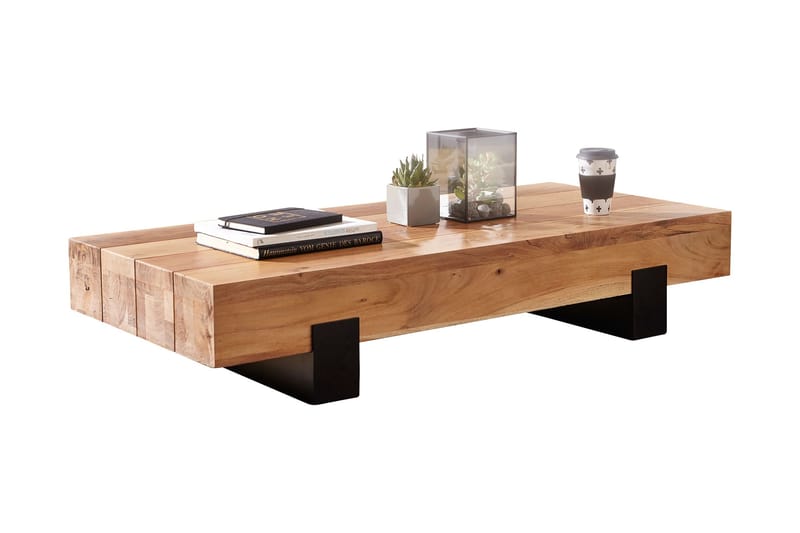 Soffbord Fuks 130 cm Runt - Akacia/Brun/Svart - Möbler - Bord & matgrupp - Soffbord