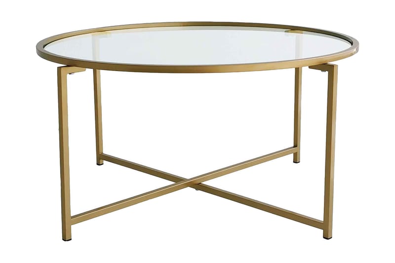 Soffbord Fyste 83 cm Runt - Guld/Glas - Soffbord