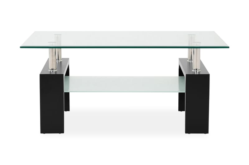 Soffbord Gantu 100 cm med Förvaring Hylla - Glas/Svart/Krom - Soffbord - Soffbord med förvaring