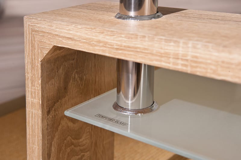 Soffbord Gantu 100 cm med Förvaring Hylla - Glas/Vit/Natur - Möbler - Bord & matgrupp - Soffbord - Soffbord med förvaring