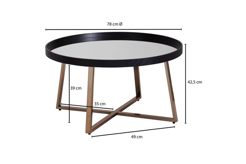 Soffbord Gavaldon 78 cm Runt - Glas/Svart - Möbler - Bord & matgrupp - Soffbord