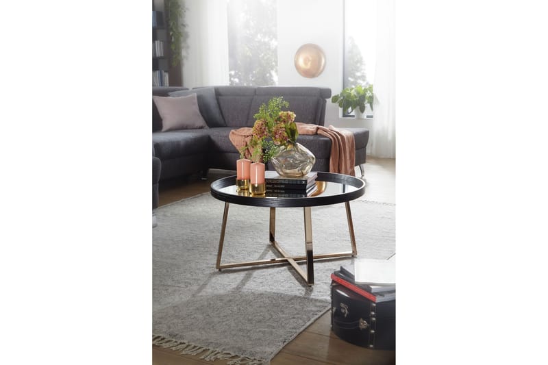 Soffbord Gavaldon 78 cm Runt - Glas/Svart - Möbler - Bord & matgrupp - Soffbord