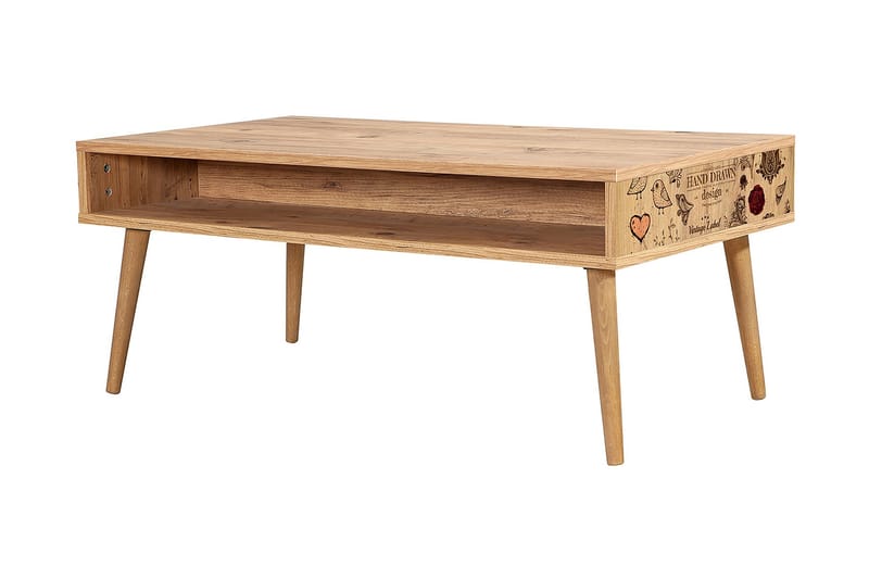 Soffbord Gillberga 110 cm med Förvaring Hylla Fåglar - Natur - Soffbord