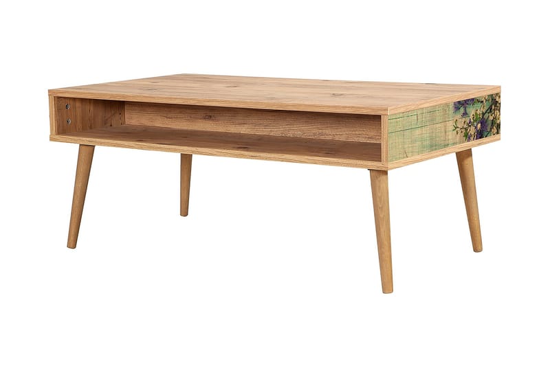 Soffbord Gillberga 110 cm med Förvaring Hylla - Natur/Grön - Soffbord