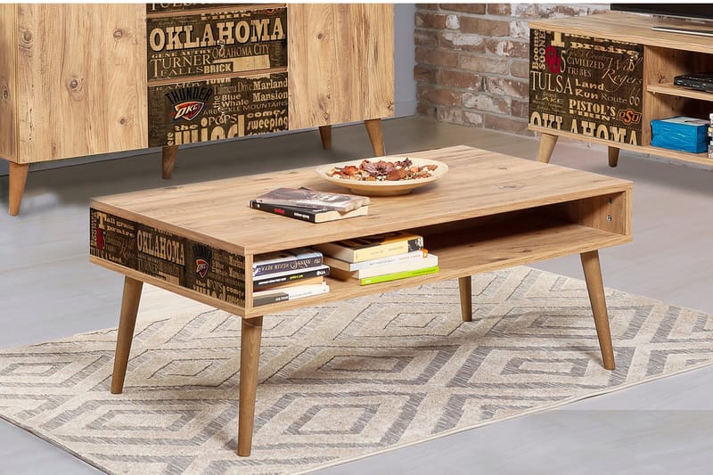 Soffbord Gillberga 110 cm med Förvaring Hylla Oklahoma - Natur - Möbler - Bord & matgrupp - Soffbord