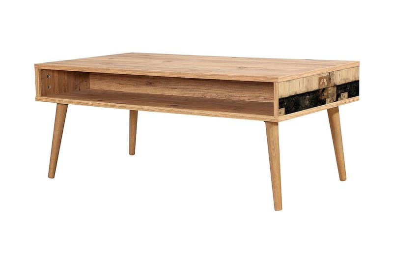 Soffbord Gillberga 110 cm med Förvaring Hylla Två - Natur - Soffbord