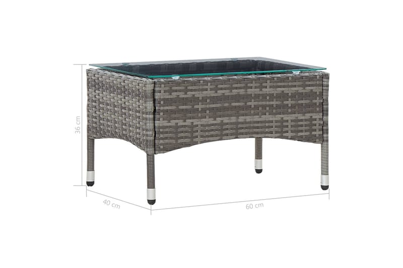 Soffbord grå 60x40x36 cm konstrotting - Grå/Glas - Soffbord